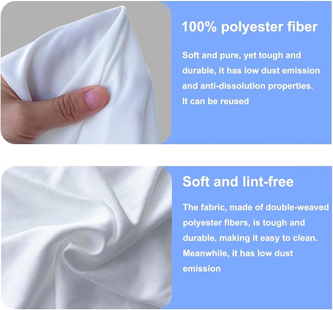 Industrial Cleanroom Cloth Wipes 9"x9" Double Knit 100% Polyester Wipers Lint - Image 4