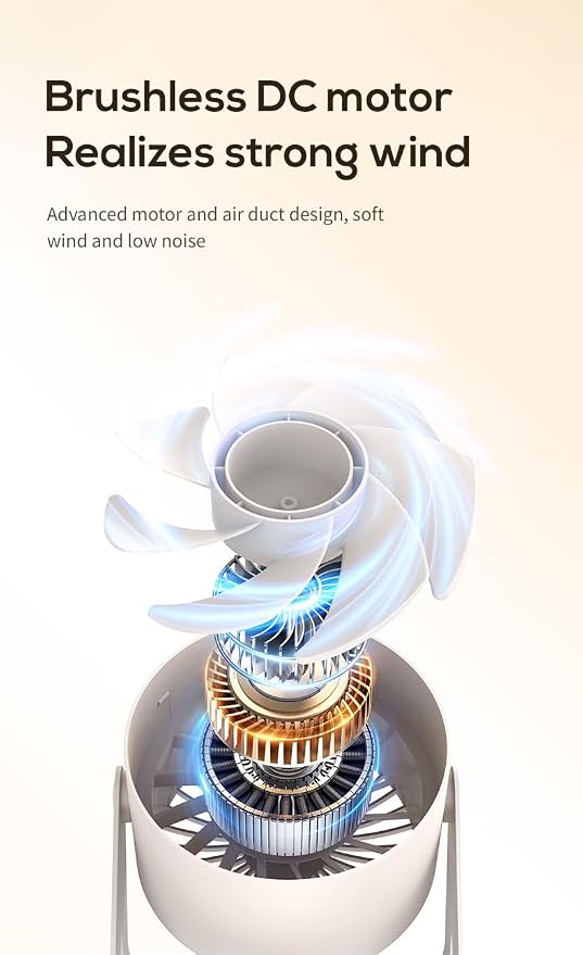 LED screen rechargeable desk fan, silent desktop air purifier - Image 8