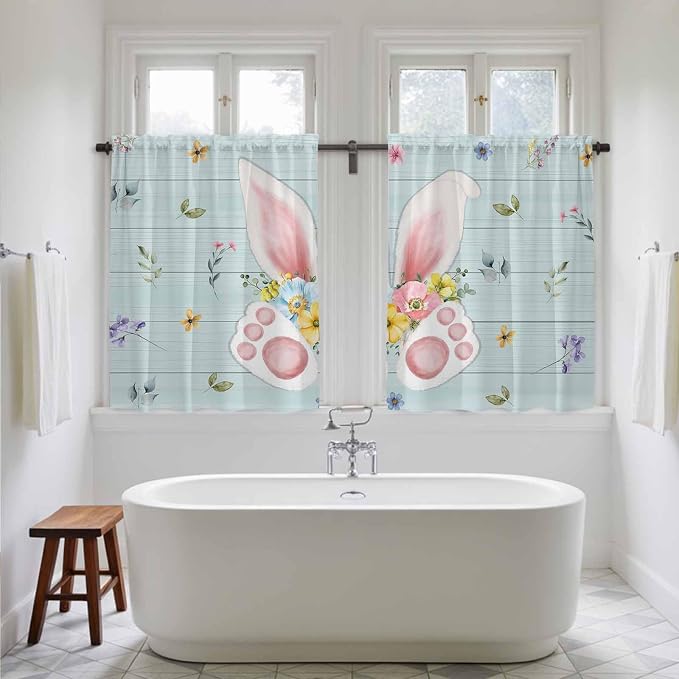 Easter Kitchen Curtains 54 Inch Long 2 Panel Set, Rod Pocket Window Curtains - Image 5
