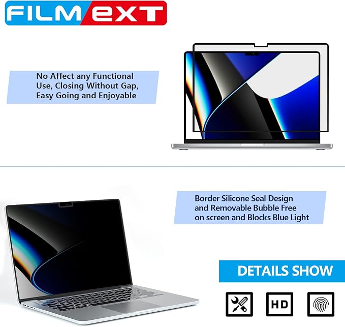 FILMEXT Privacy Screen for Macbook Pro 14 inch, Removable Macbook pro 14.2" - Image 8