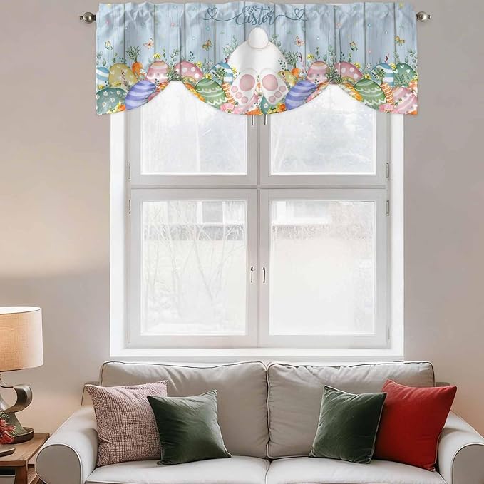Spring Easter Tie Up Valance Curtains - Image 3