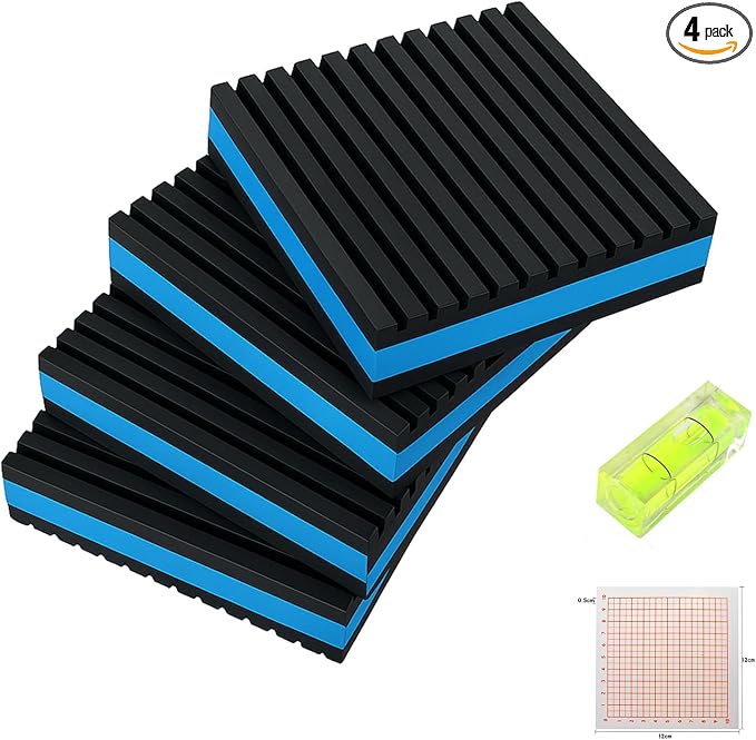 4P Anti Vibration Pads 4'' X 4'' X 7/8" Sound Isolation Ribbed Rubber Mats by Huivlei
