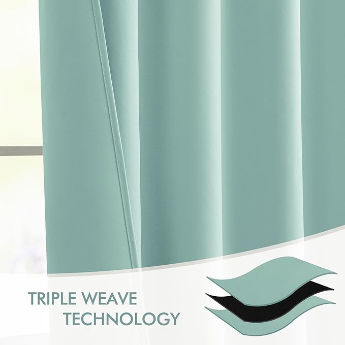 MIULEE Aqua Back Tab Blackout Curtains 84 Inch Length 2 Panels Set for Living Room Bedroom Privacy, Rod Pocket/Pinch Pleat Thermal Insulated Room Darkening Pleated Light Blocking Drapes