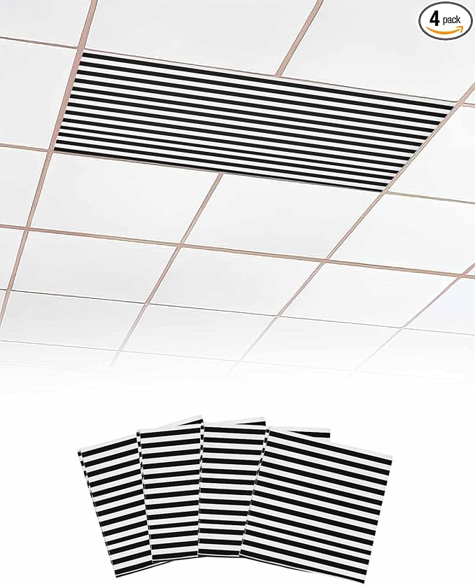 4 Pack Black and White Stripes Fluorescent Light Covers by Unknown