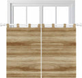 Light Brown Wood Grain Kitchen Curtains 45 Inch Length, Short Cafe Window by Unknown