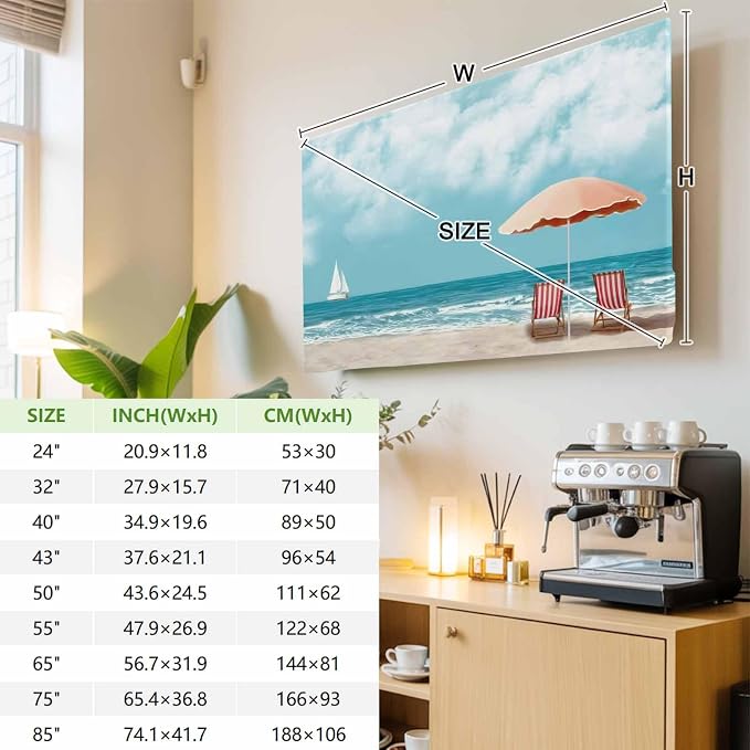 Summer Beach Sails Ocean Waves Indoor TV Cover, Elastic TV Screen Protector - Image 3