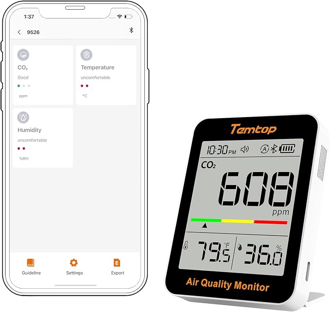 Temtop CO2 Monitor Indoor Air Quality Monitor by Temtop
