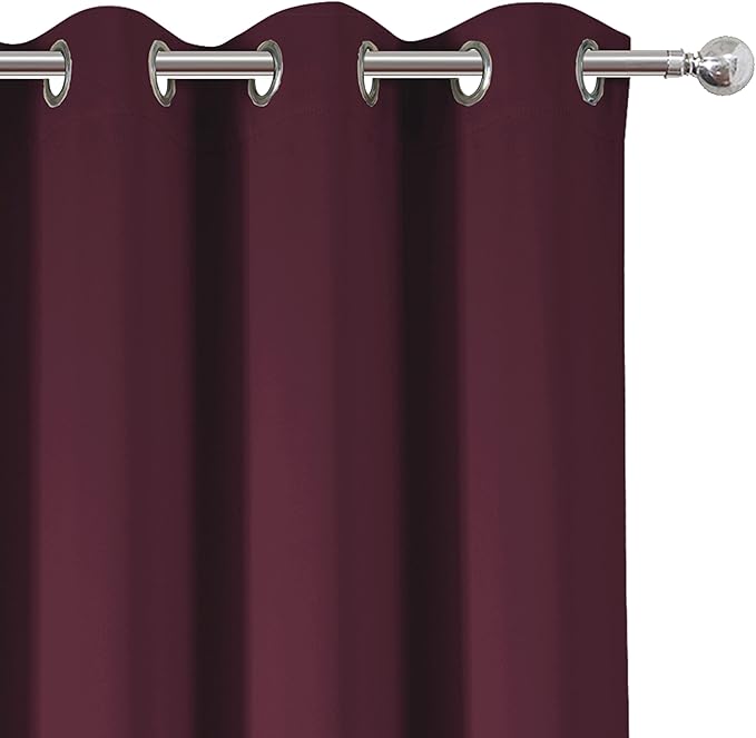 LEMOMO Burgundy Red Blackout Curtains 66 x 63 Inch Length/Set of 2 Curtain Panels/Thermal Insulated Room Darkening Blackout Curtains for Bedroom