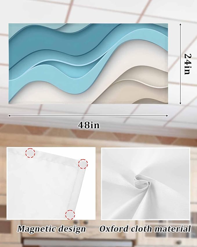 Yukro 1 Pack Teal Ombre Fluorescent Light Covers Abstract Stripe Ocean Wave - Image 6