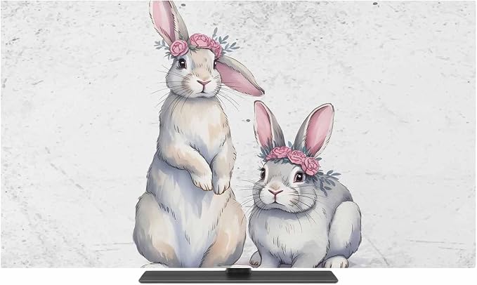 Watercolor Easter Bunnies Indoor TV Cover, Elastic TV Screen Protector Retro by Unknown
