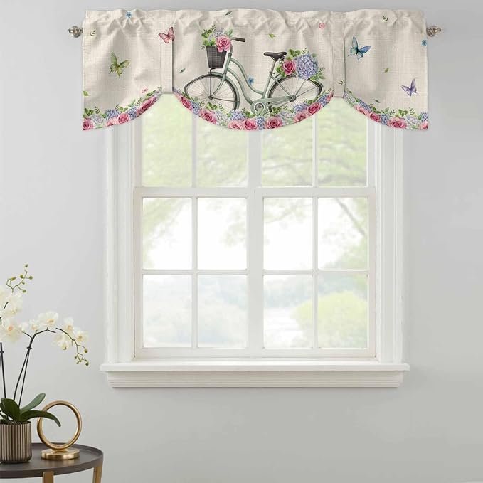 Farmhouse Spring Tie Up Valance Curtains - Image 2
