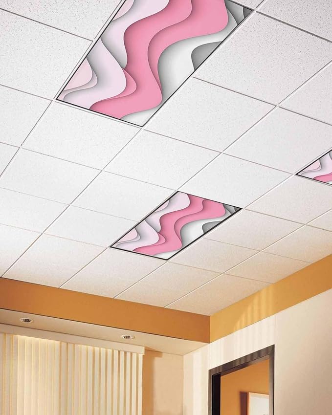 Yukro 2 Pack Pink Ombre Fluorescent Light Covers Pink Gray Gradient Abstract - Image 2