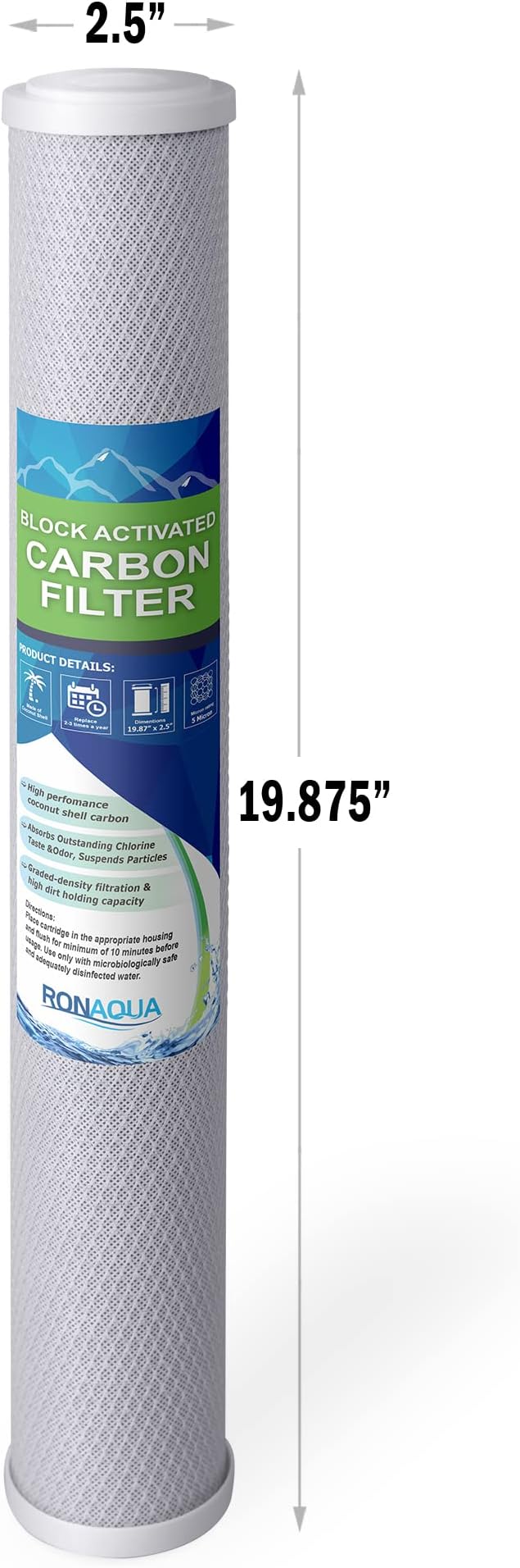 Standard Whole House Coconut Shell Carbon Block 5 Micron Water Filter 20” x - Image 2