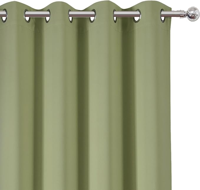 LEMOMO Blackout Curtains 66 x 95 inch/Sage Green Curtains Set of 2 Panels/Thermal Insulated Room Darkening Bedroom Curtains
