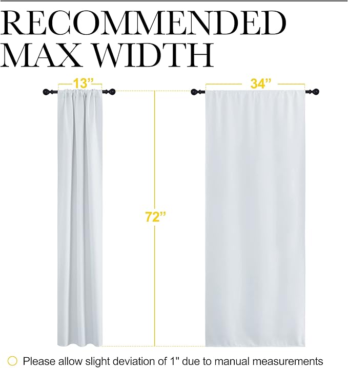 NICETOWN Greyish White Window Curtain Panels - Thermal Insulated Rod Pocket Room Darkening Curtain Sets for Bedroom (Greyish White, 2 Panels, 34 in x 72 in (W x L))