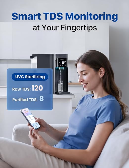 NOVETE Smart Reverse Osmosis Water Filter Countertop, UV 8-Stage RO Water - Image 2