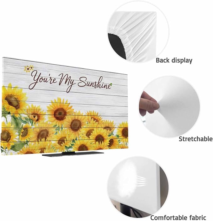 Farmhouse Sunflower Wood Board Indoor TV Cover, Elastic TV Screen Protector - Image 7