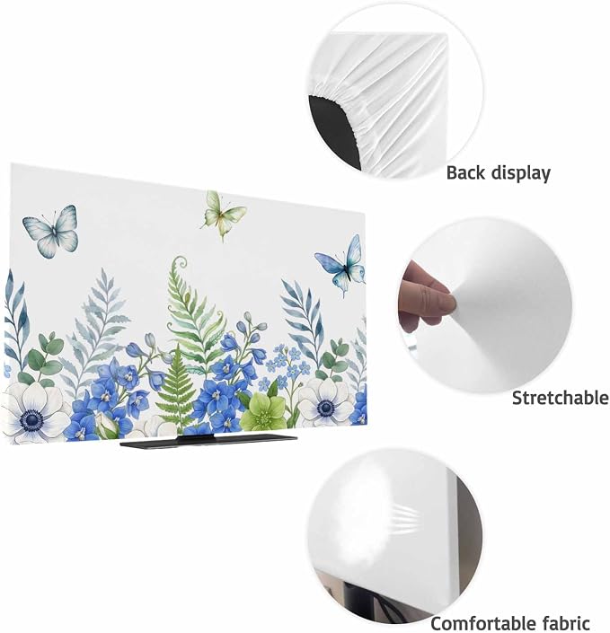 Spring Flower Leaf Butterfly Indoor TV Cover, Elastic TV Screen Protector - Image 7