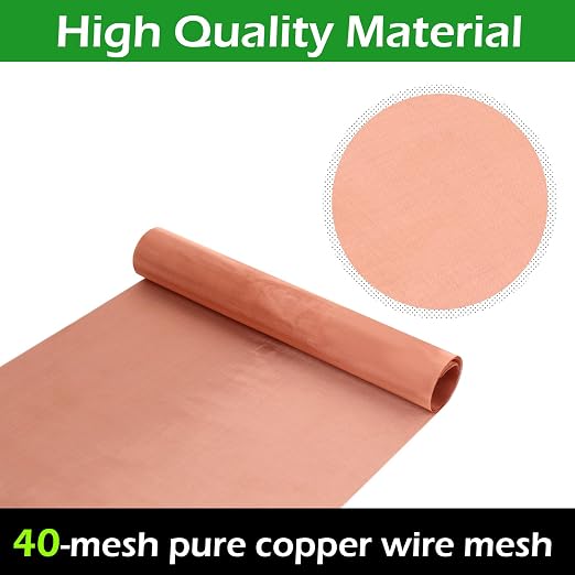 Copper Mesh Screen, 11.8" x 118", 40 Mesh, 99.9% Pure Copper, Woven Wire - Image 4