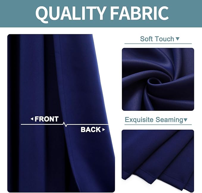 ChrisDowa Blackout Curtains 102 Inches Long 2 Panels Set for Living Room, Grommet Thermal Insulated Room Darkening Curtains for Bedroom (Navy Blue, 52 x 102 Inch)