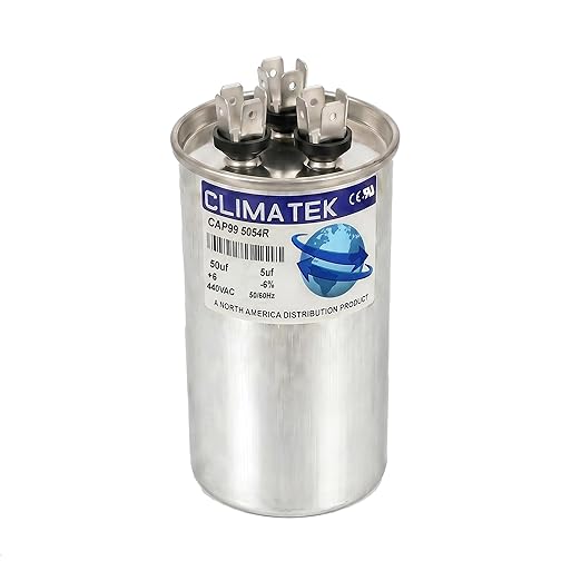 ClimaTek 50 + 5 MFD 370/440 Volt Dual Run Round Capacitor CAP99-5054R | 50/5 VAC by ClimaTek