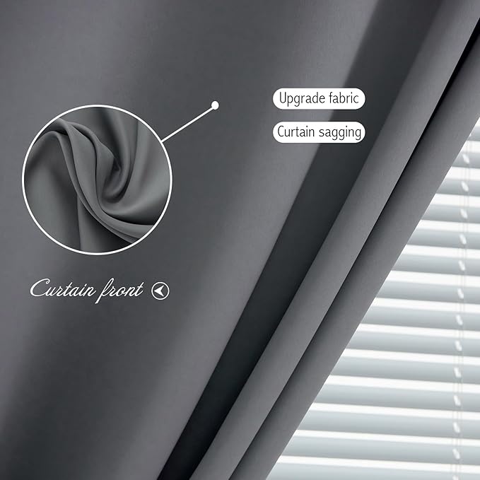 Magic Tape Stick On Curtains Window Shades Pull Down Blackout Window Cover Blackout Curtains for Bedroom No Drillng Self Adhesive Curtains No Rod Small Curtain, 35" W X 71" L, Grey, 1 Panel