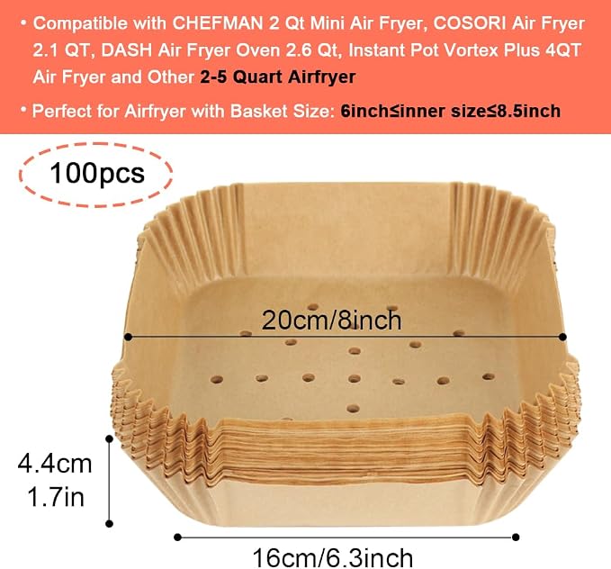 BYKITCHEN Square Air Fryer Liners - Image 2