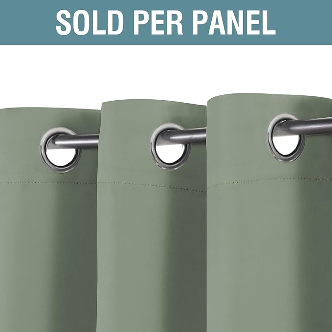 H.VERSAILTEX Blackout Curtain for Living Room Thermal Insulated Window Treatment Curtain Extra Long 84 inch Length Energy Saving Solid Grommet Top Blackout Drape, One Panel, Cyan, 52" W x 84" L