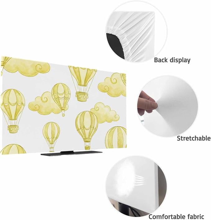 Abstract Yellow Hot Balloons Clouds Indoor TV Cover, Elastic TV Screen - Image 7