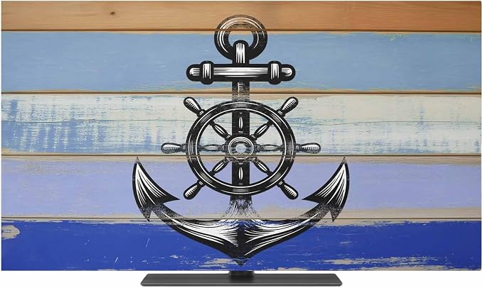 Black Wooden Boards Anchor Indoor TV Cover, Elastic TV Screen Protector Blue by Unknown