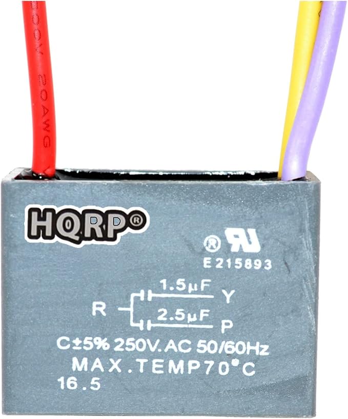 HQRP Ceiling Fan Capacitor CBB61 1.5uf+2.5uf 3-Wire UL Listed by HQRP