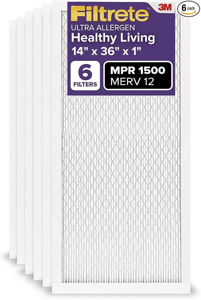Filtrete 14x36x1 AC Furnace Air Filter, MERV 12, MPR 1500, CERTIFIED asthma & by Filtrete