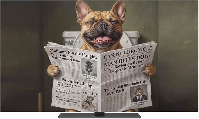 Funny Bulldog Reading Newspaper Indoor TV Cover, Elastic TV Screen Protector - Image 2