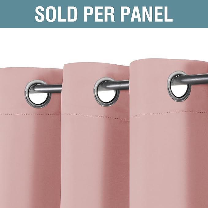 H.VERSAILTEX Blackout Curtain for Living Room Thermal Insulated Window Treatment Curtain 54 inch Length Energy Saving Solid Grommet Top Blackout Drape, One Panel, Baby Pink, 52" W x 54" L