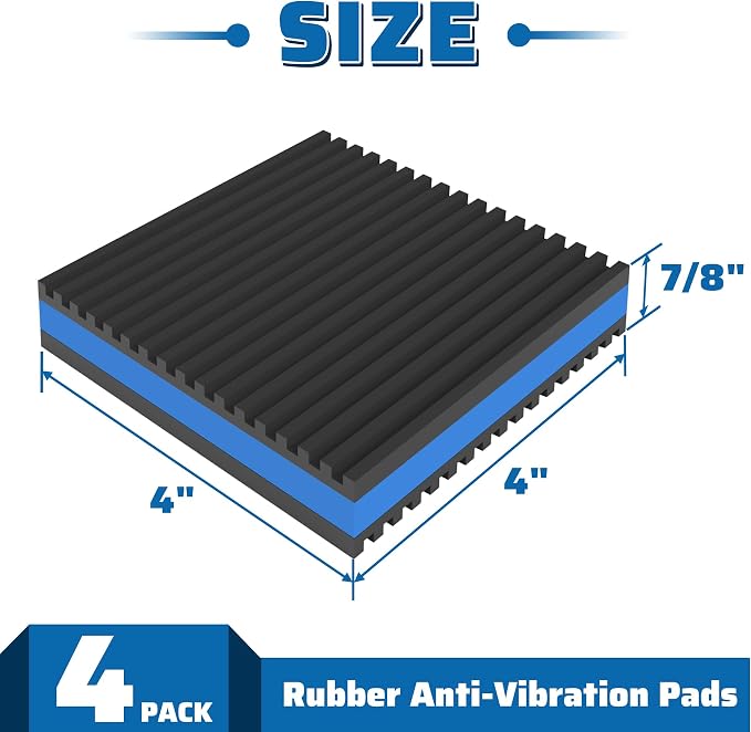 4 Pack Rubber Anti Vibration Pads 4" X 4" X 7/8", Heavy Duty EVA Vibration - Image 2
