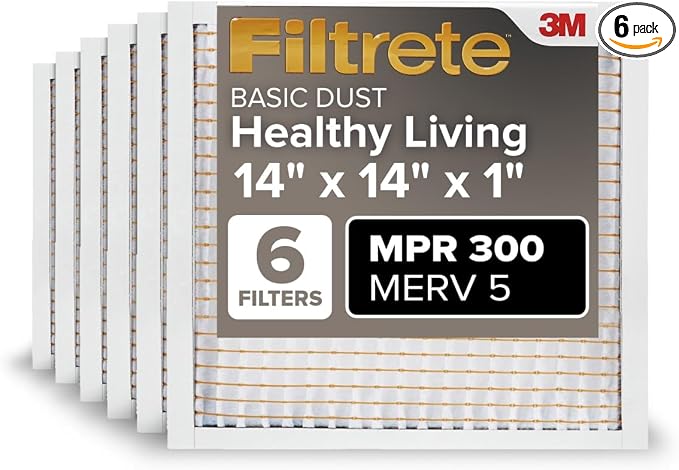 Filtrete 14x14x1 Air Filter MERV 5, MPR 300 Basic Dust Defense, Removes Lint & by Unknown