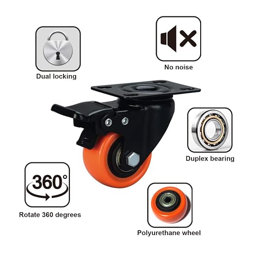 2" Caster Wheels, Casters Set of 4 Heavy Duty - Image 5
