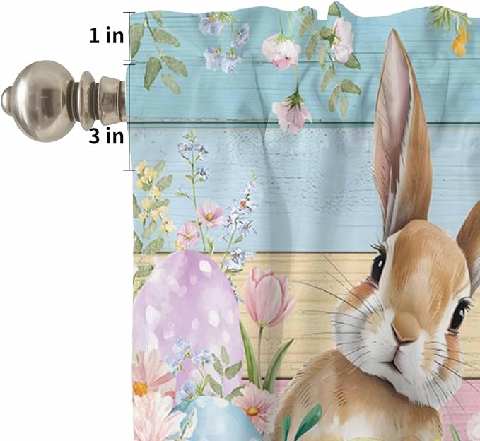 Kitchen Curtains Tiers and Valance Set of 3, Easter Light Filtering Window - Image 5