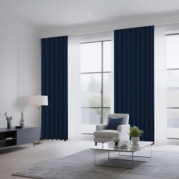 CUCRAF Navy Blue Blackout Curtains 84 inch Length 2 Panels Set, Rod Pocket Room Darkening Drapes for Bedroom Living Room, Insulated Thermal Light Blocking Window Curtain (W52 x L84 Inch)