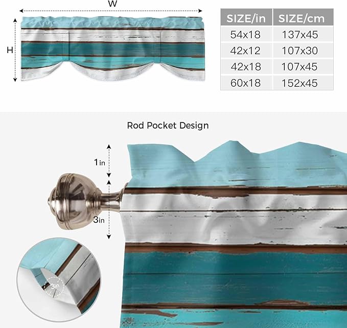 Turquoise Teal Tie Up Valance Curtains - Image 6