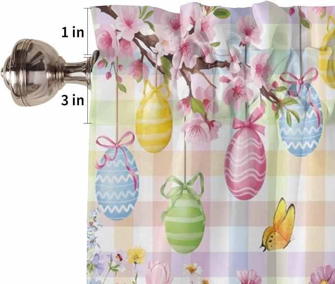 Happy Easter Kitchen Curtains 54 Inches Length, Spring Bunny Colorful Eggs - Image 6
