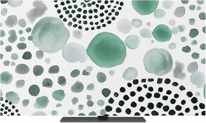 Abstract Teal Circles Indoor TV Cover, Elastic TV Screen Protector Sage Green by Unknown