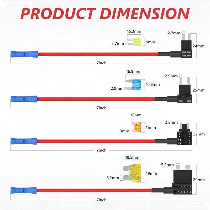 Newdeli 20 Pack 12V Fuse Tap Car Add-a-Circuit Adapter and Fuse Kit - Image 2