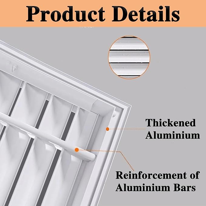 Gray Duct Opening Return Air Vent Cover, 12x40in Cold Air Intake Grille - Image 3