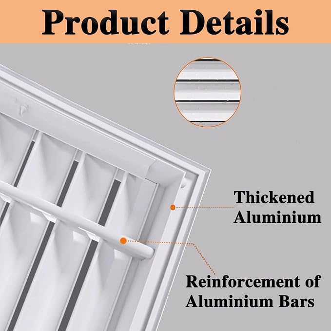 White Duct Opening Return Air Vent Cover, 18x40in Cold Air Intake Grille - Image 3