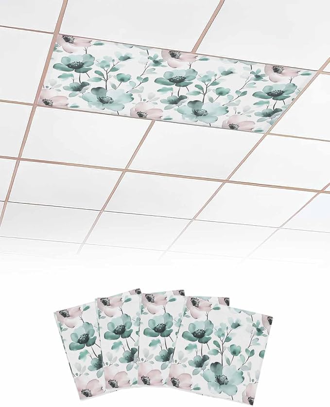 4 Pack Vintage Teal Fluorescent Light Covers by Unknown