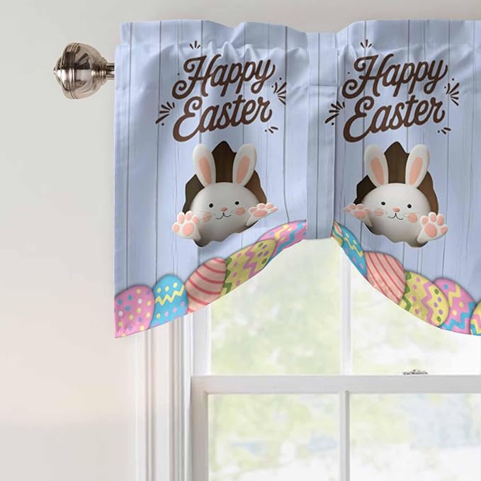 Blue Easter Tie Up Valance Curtains - Image 4