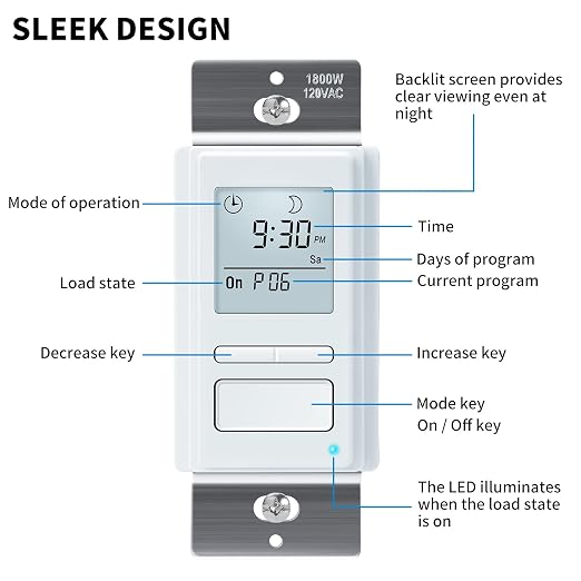 Ortis 7 Day Programmable in-Wall Timer Switch, Sunrise/Sunset Automatic Control - Image 5
