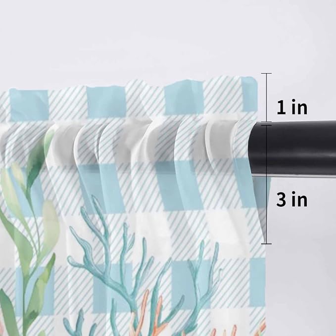 Summer Beach Sheer Valance Curtains, Ocean Colorful Coral Shell Seaweed - Image 7