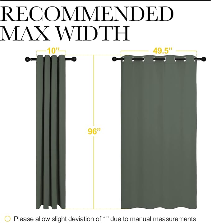 NICETOWN Dark Mallard Blackout Draperies Curtains - Pair of Grommet Top Thermal Insulated Blackout Decorative Curtains for Thanksgiving Day & Christmas Decor(55 inches Wide by 96 inches Long)